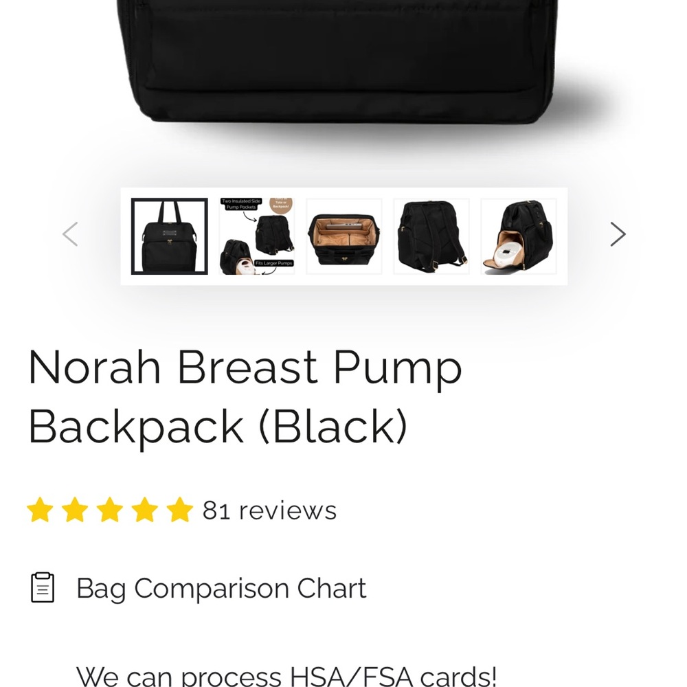 NOR Black Breast Pump Backpack